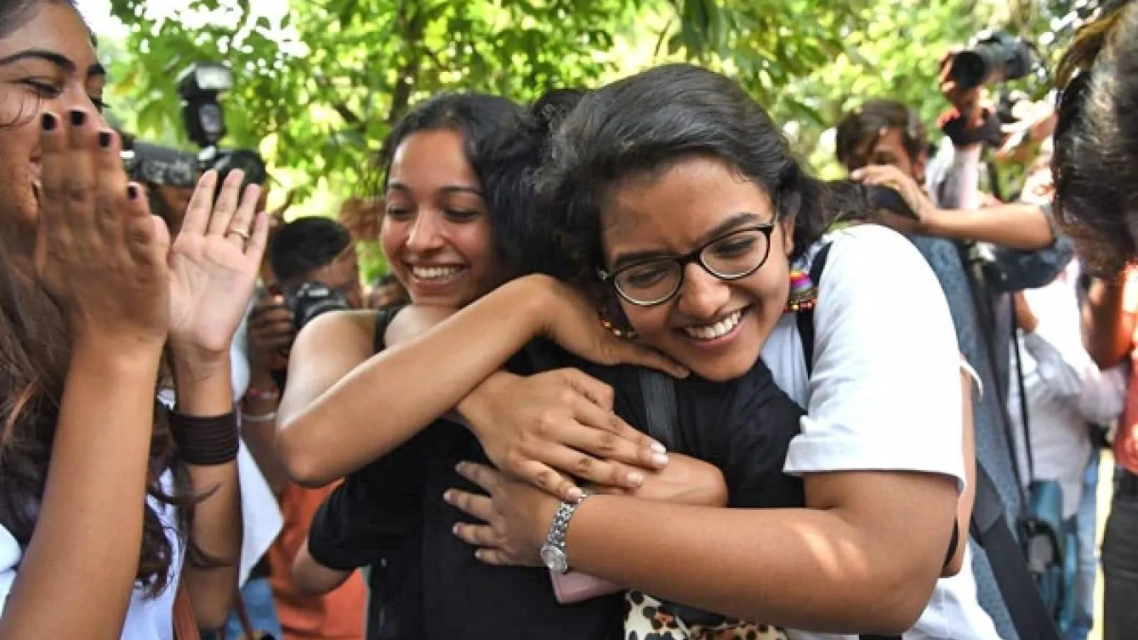 Two women hugging