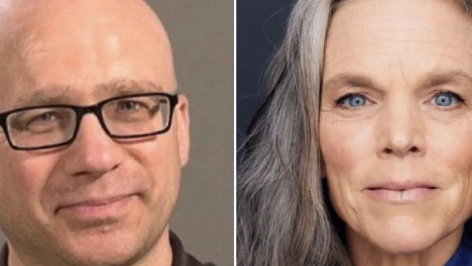 Portrait of man and woman side by side