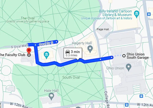 A map showing the southeast corner of the oval. 