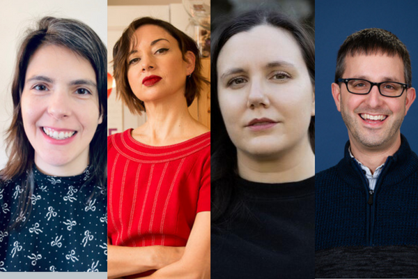 Headshots of Leila Vieira, Paloma Martinez-Cruz, Elissa Washuta, Isaac Weiner