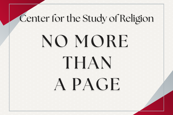 Center for the Study of Religion No More Than A Page