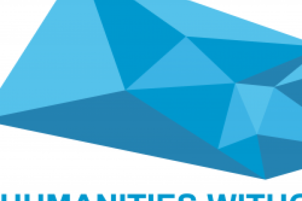 A faceted blue shape with Humanities Without Borders