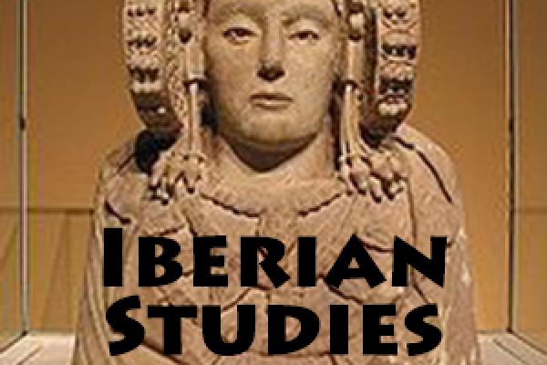stone carving of a sphynx figure text reads ibertan studies working group